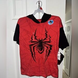 Miles Morales Spider-Man Cosplay Hoodie Set With Shorts Boy’s 8 NWT